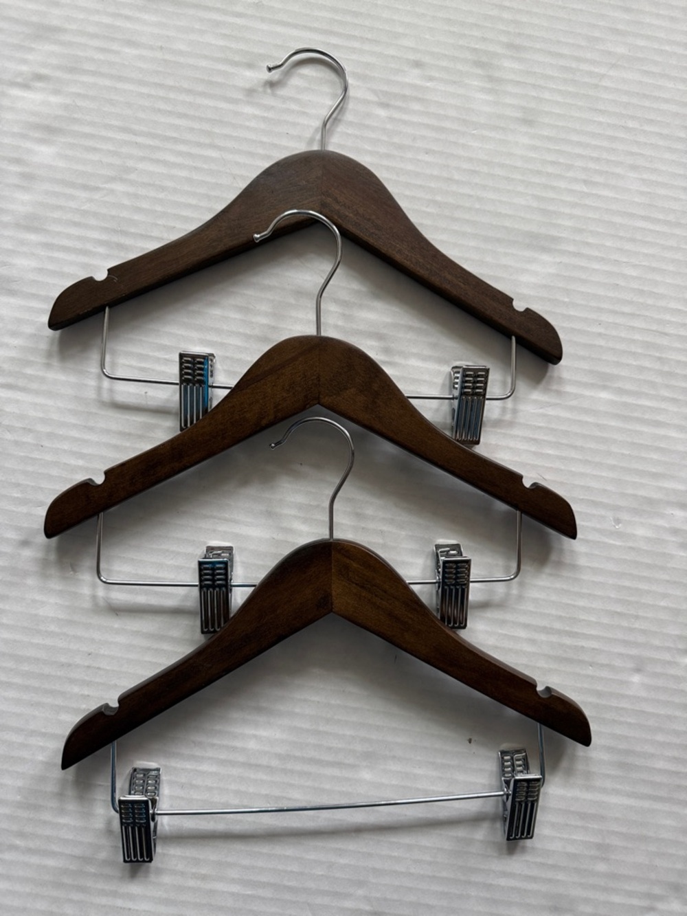 Kids Wooden Hangers with Metal Clips - Dark Brown